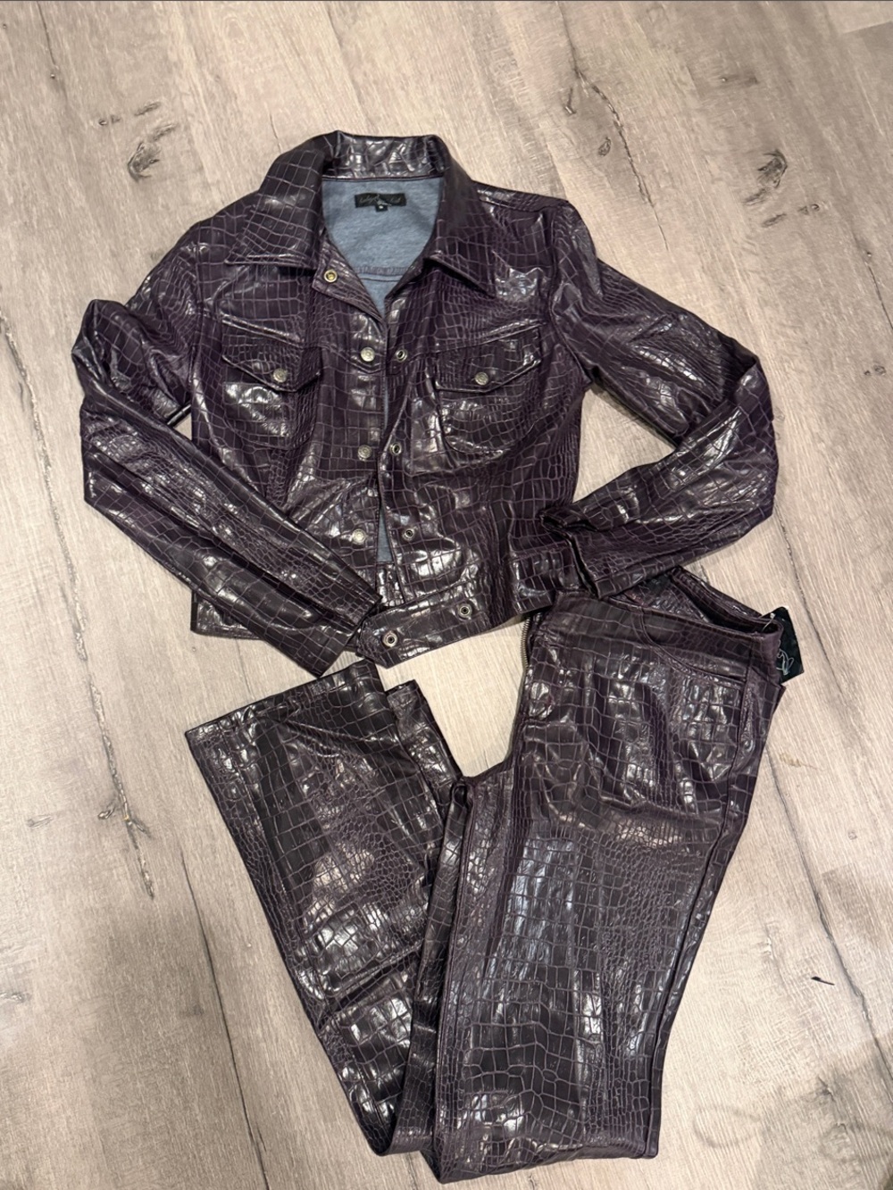 Baby Phat Croc-Embossed Jacket in Deep Purple